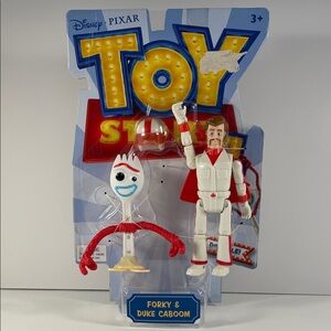 Toy Story Forky & Duke Caboom Figures - Torn Spot on Cardboard as shown